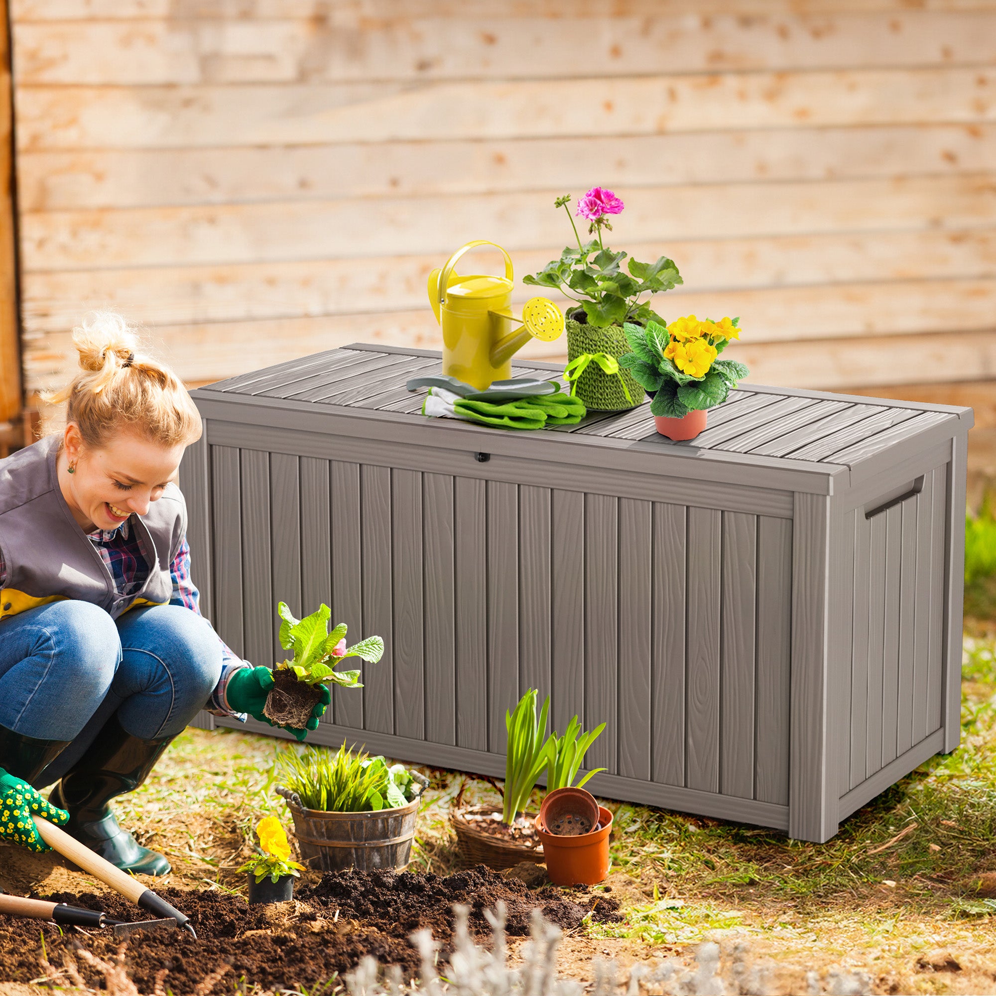VBAL  180 Gallon recyclable eco-friendly resin material storage Deck Box