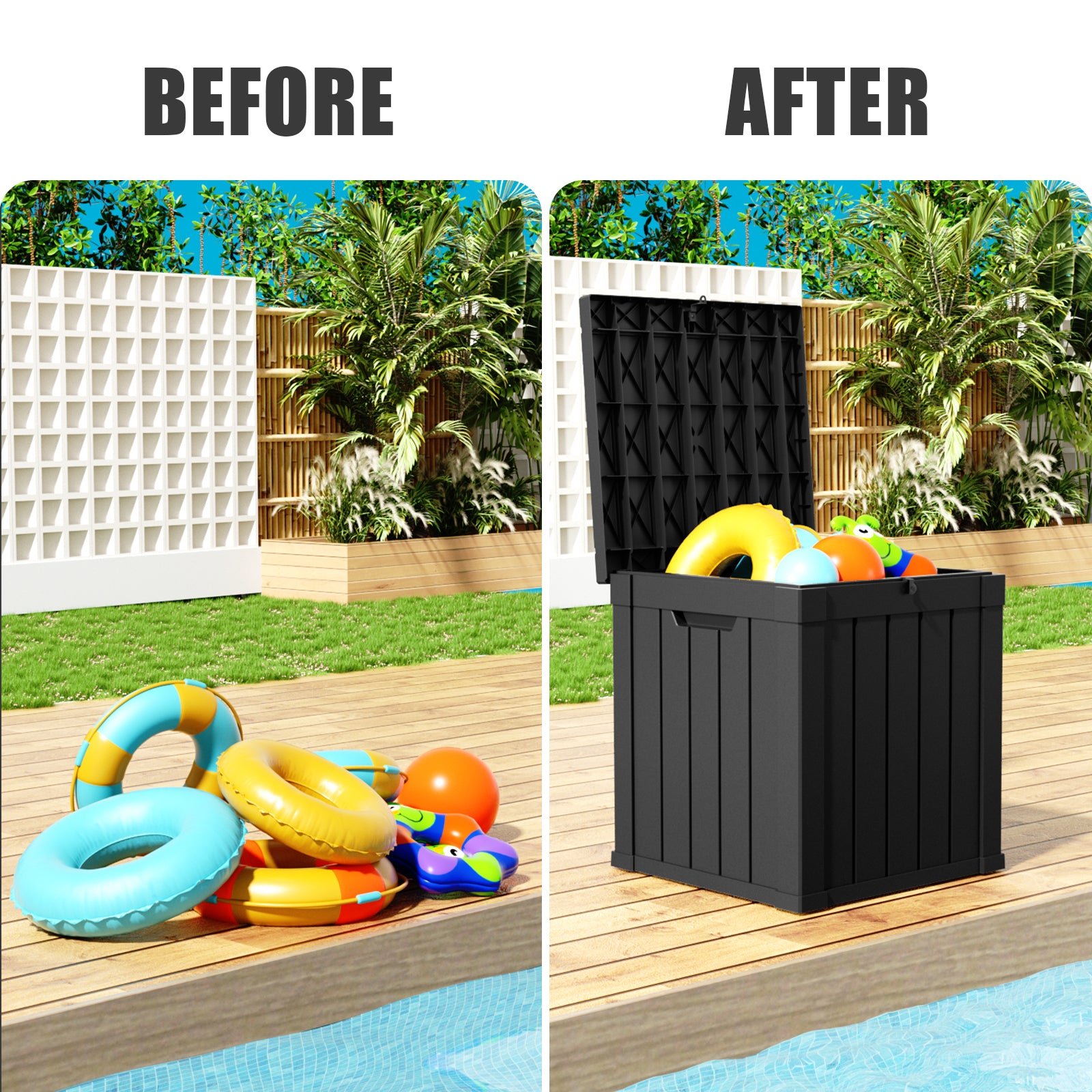 VBAL 50 Gallon recyclable eco-friendly resin material storage Deck Box